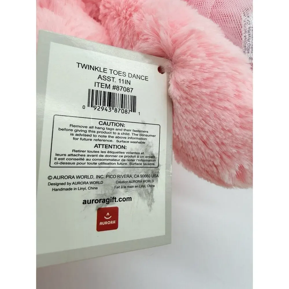 Aurora Pink Hippo Plush Amelia Twinkle Toes Dance Stuffed Toy Soft Rare HTF New